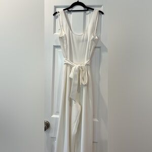 Karl Lagerfield Paris Pearl Trim Scoopneck Jumpsuit in White - Size 10